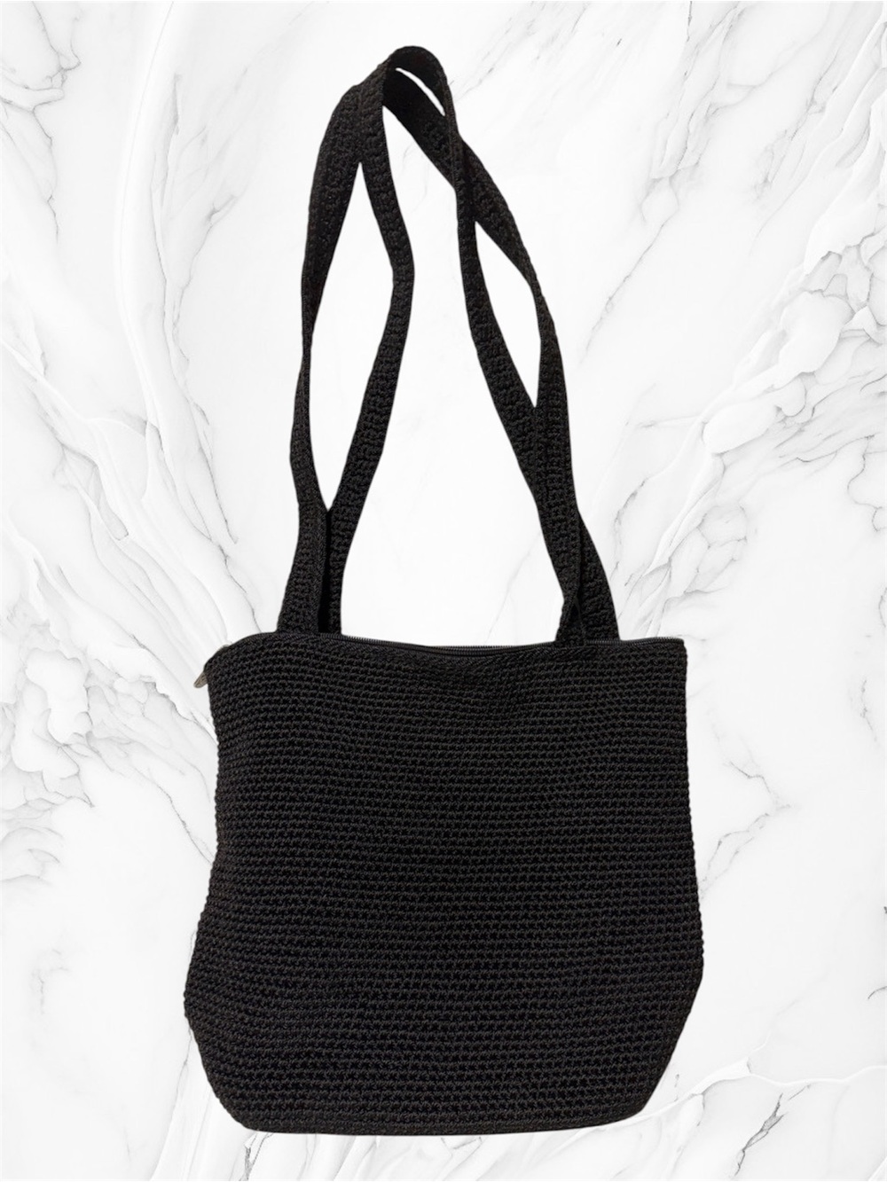 The Sak Black Crochet Shoulder Tote Bag - Casual Everyday Carry